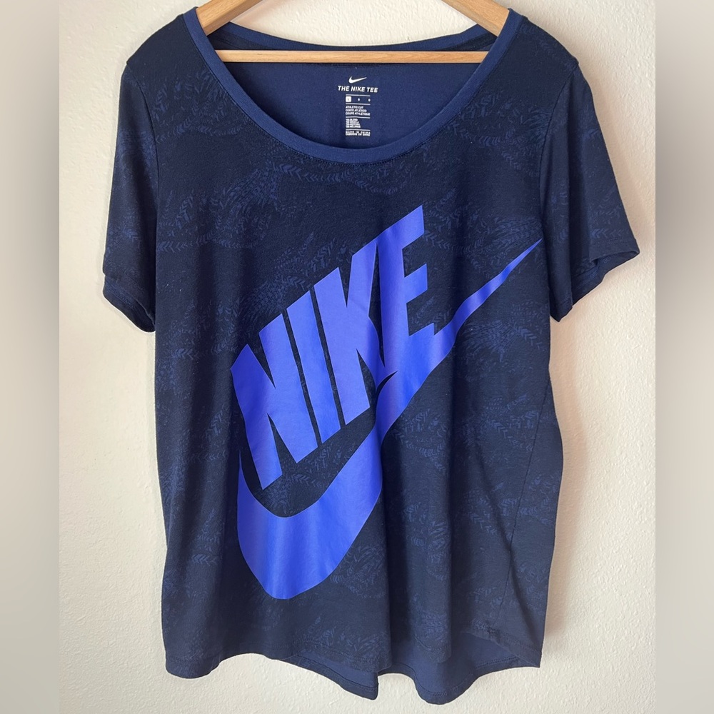 Nike Women's Navy Scoop Neck Tee with Bold Blue Logo